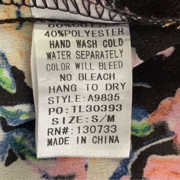 Umgee Kimono Oversize S/M Black Floral Multicolor Lace Trim Relaxed Open Front - Picture 8 of 9